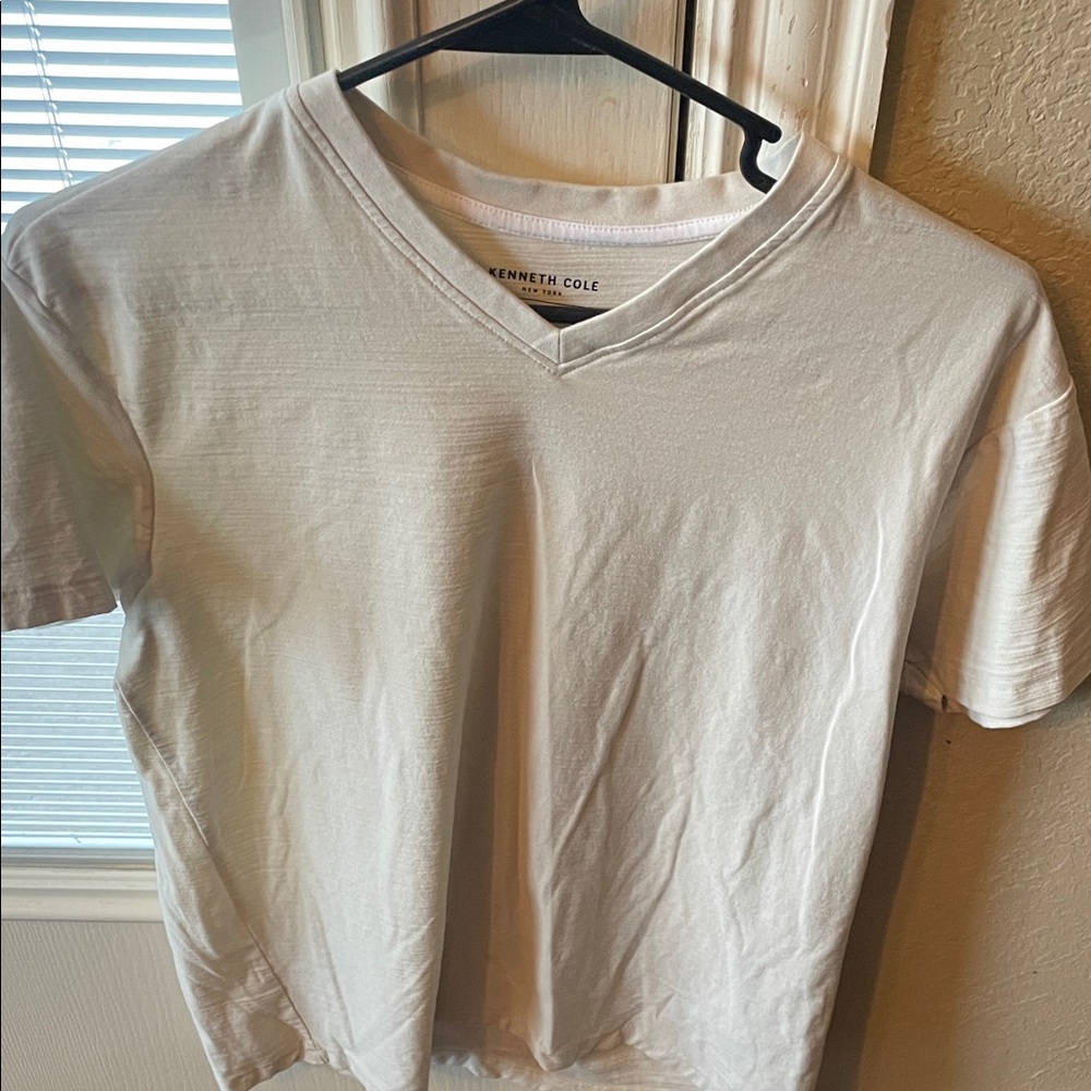 Kenneth Cole Classic White V-Neck Tee Adult Small